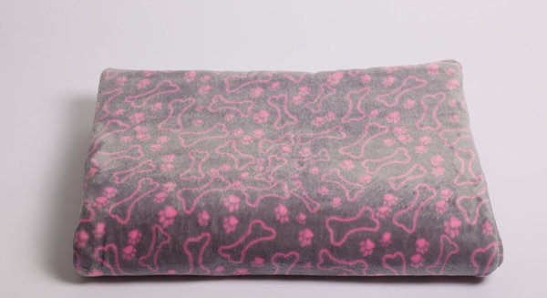 Hundedecke Wellnessfleece grau-pink ca. 70 x 45 cm